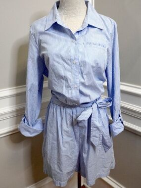 Crown & Ivy™ Murray Long Sleeve Shirt Romper, Size 8